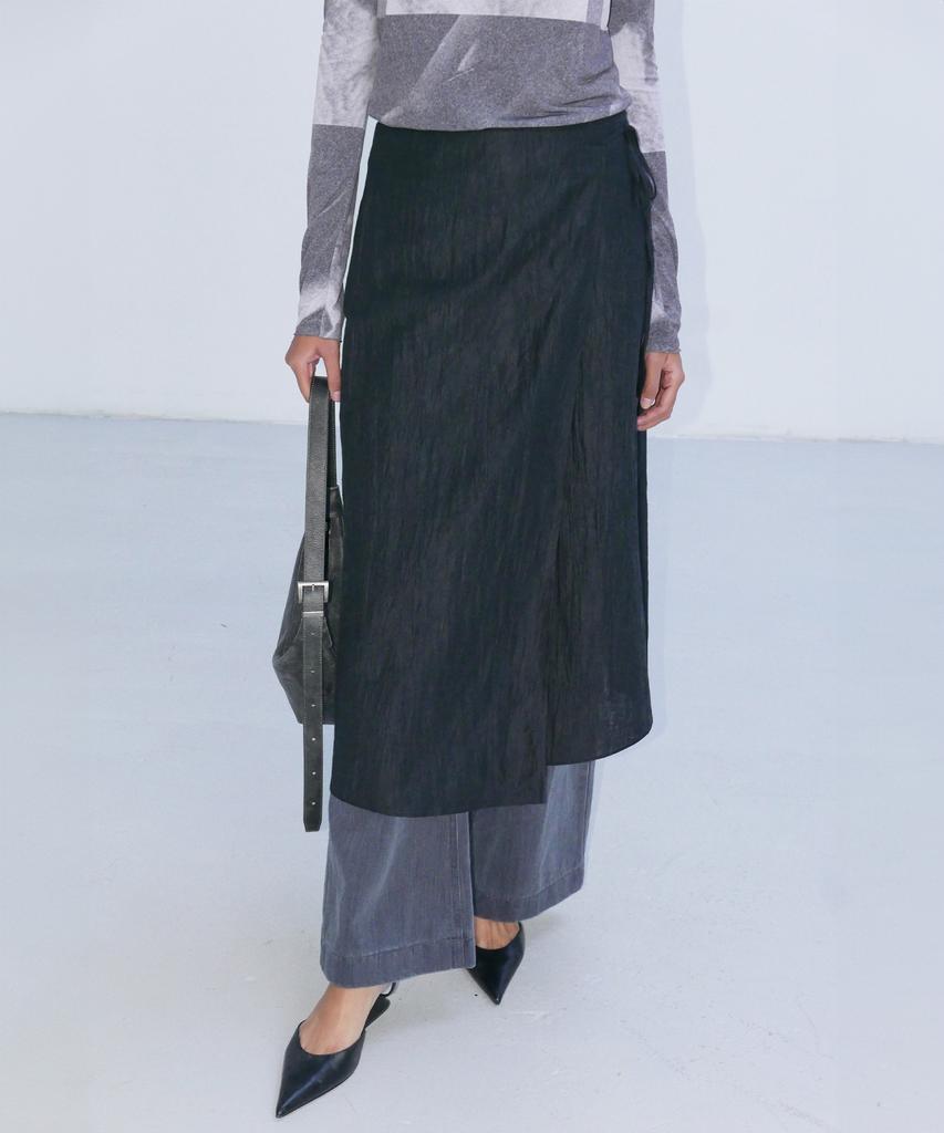 EN OR Semi Wide High-Rise Denim Pants - Dark Gray