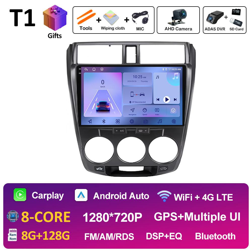 Android 14 Car Multimedia Video Radio Player For Honda City 2008 2009 2010 2011 - 2014 Wireless Carplay Autoradio Bluetooth WIFI