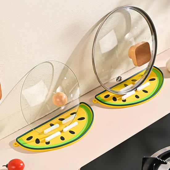 Держатель для крышки кастрюли в форме арбуза Помощник для кухонной столешницы Термостойкая силиконовая подставка-подставка Изоляционная крышка для слива кастрюли Нескользящая подкладка для разделочной доски