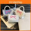 Elegant Pearl Handbag For Girls With Lace Trim And Charming Bow Design