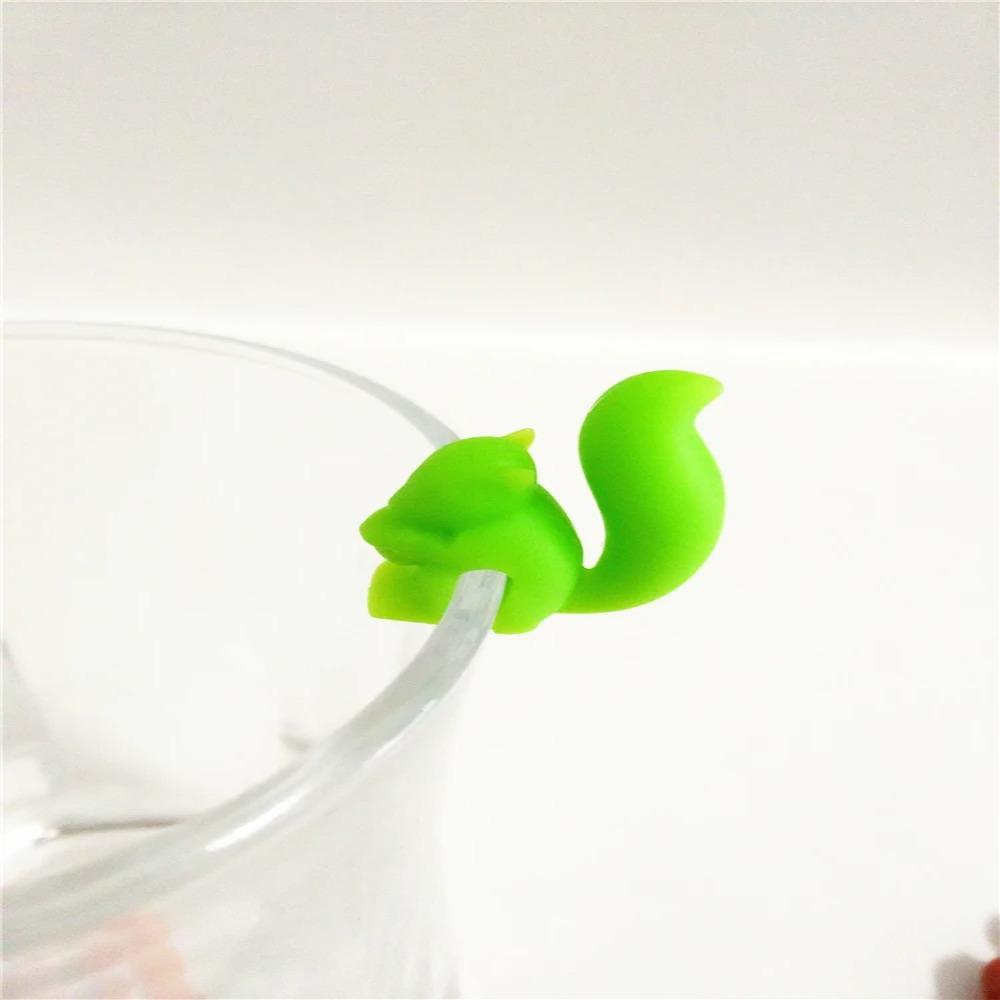 5pcs Cup Decoration Tea Bag Hangers Silicone Tea Bag Clip Squirrel Shaped Tea Bag Holder Mug