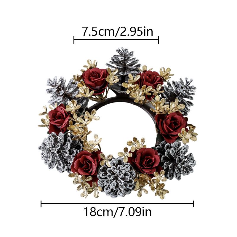 Рождественская композиция из украшений, имитация шишек, роз, цветов, реквизит для фотосъемки