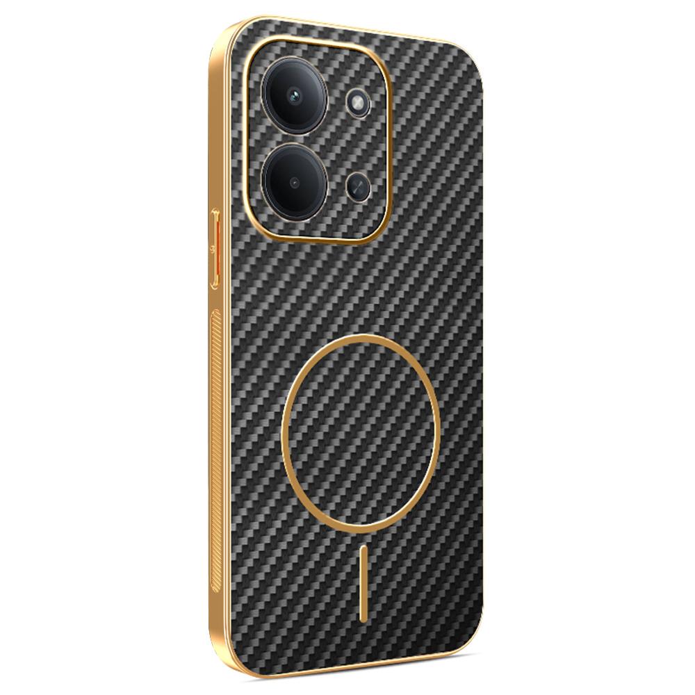 Phone Case For Xiaomi Redmi 15C 4G (EU) (173mm)/15C 5G (EU) (173mm)/Poco C85 4G (173mm) Carbon Fiber Textured Electroplated TPU Back Cover