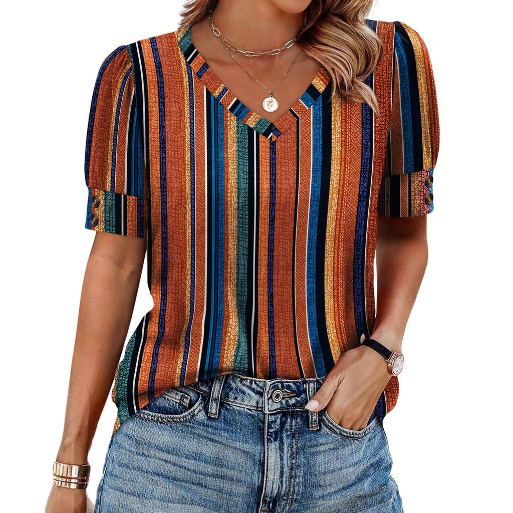 Женские топы с коротким рукавом, рубашки на пуговицах, V-образный вырез, весенняя мода, летние наряды, блузки больших размеров