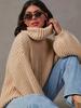 Plus Size Turtleneck Knitted Pullover Women Winter Outwear Loose Solid Elegant Long Sleeve Ladies Casual Warm Sweater Tops