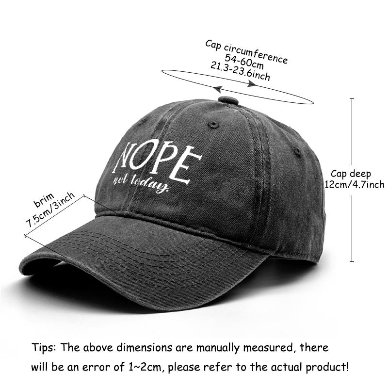 NOPE not today Print Adjustable Caps Cotton Man Cap Trendy Vintage Snapback Baseball Caps  Perfect For Tennis One Size Fits All