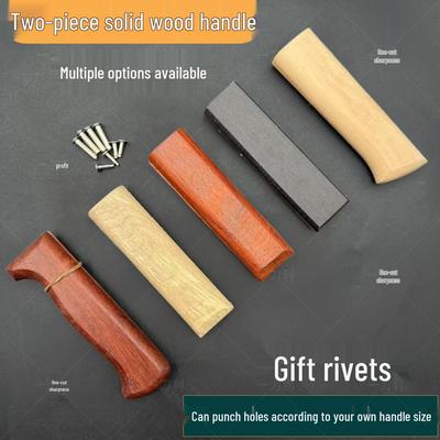 Сплошная рукоять тесака из грушевого дерева с фиксированной гардой и ручной клепкой, набор из двух частей
