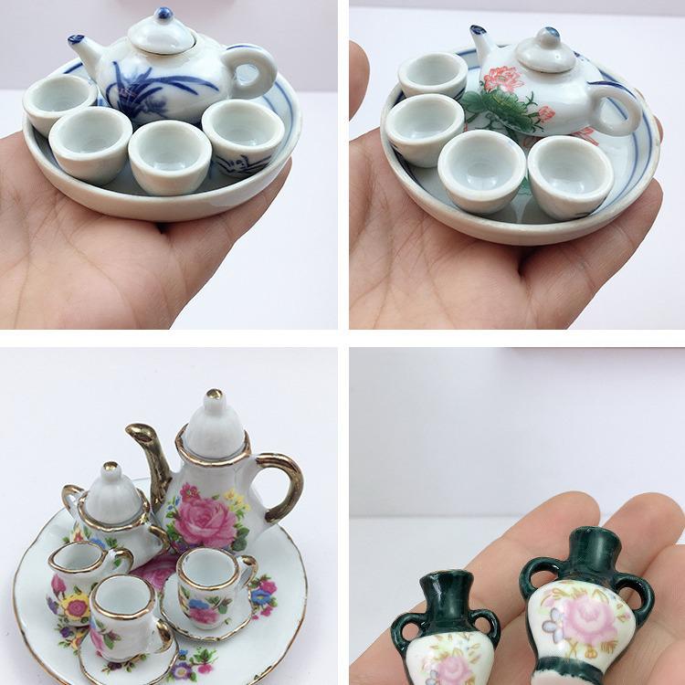 Миниатюрный керамический чайный сервиз для детского игрового домика – украшения для чайников и чашек