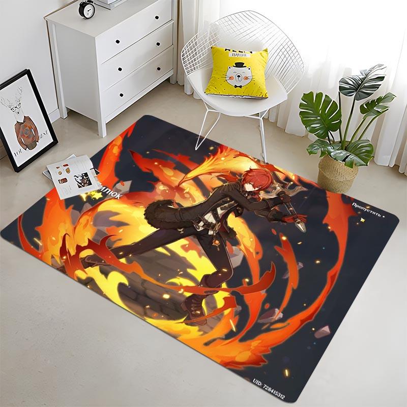 Аниме-игра Genshin Impact Area Rug Напольный коврик Ковер для спальни Детская игровая зона Ковер Ковер из пены с эффектом памяти Ковер в стиле аниме