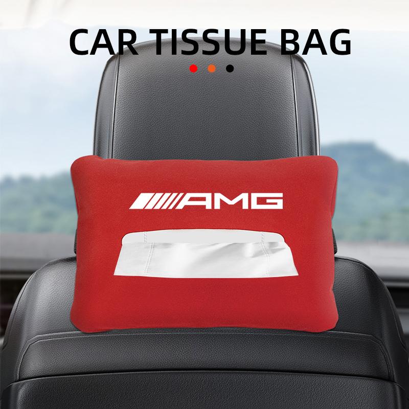 NSY2 Car Interior Stickers Suede Napkins Tissue Boxes Car Tissue Bag Organizer for Mercedes Benz AMG GLA W176 CLK W209 W202 W220 W204