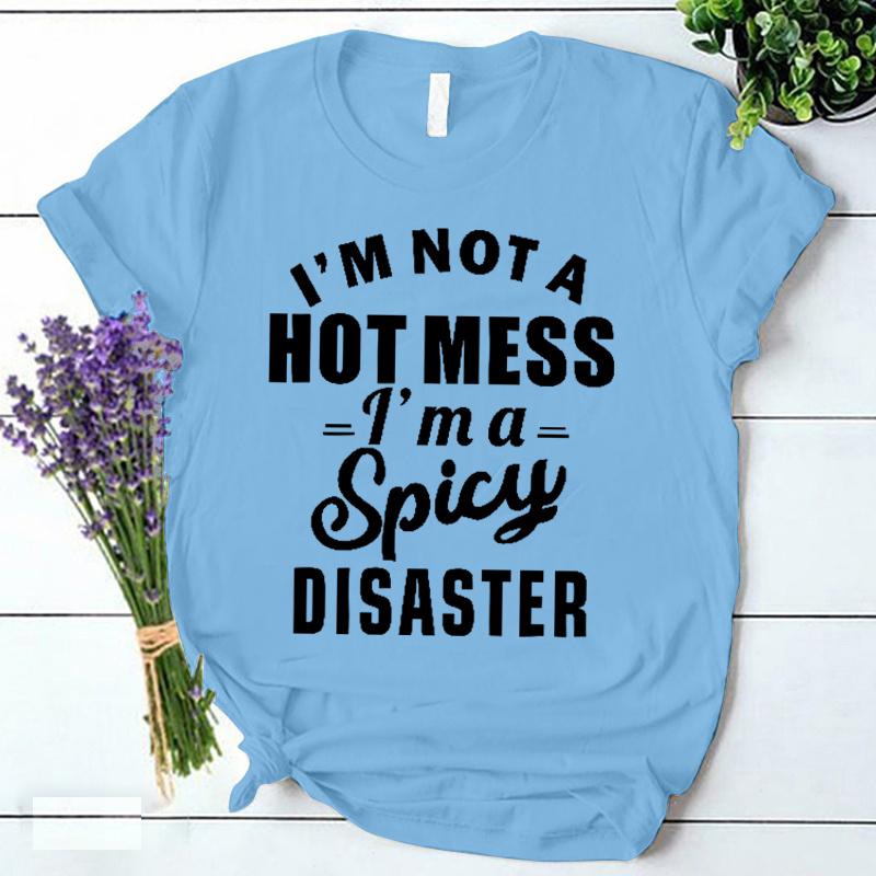 Im A Spicy Disaster Print T Shirt Korean Vintage Streetwear Y2k Clothes Summer Fashion Harajuku Women Clothing Trendy Tee Shirt