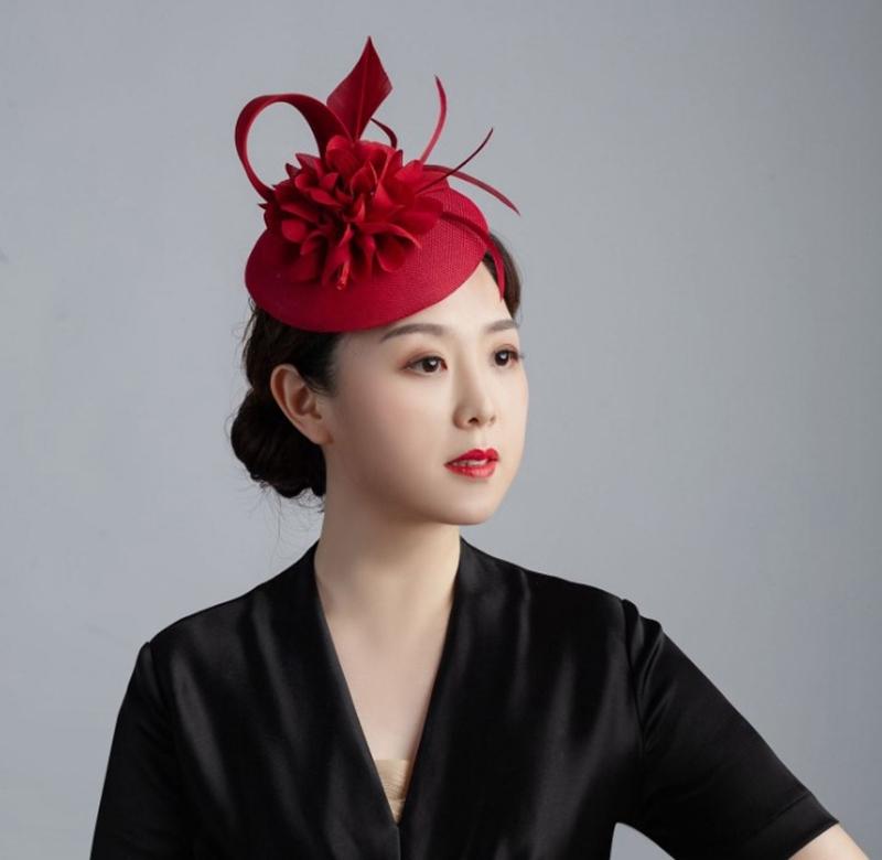 Женская официальная шляпа-федора, заколки для невесты, женские элегантные перья, повязка на голову, церковная шляпа Sinamay
