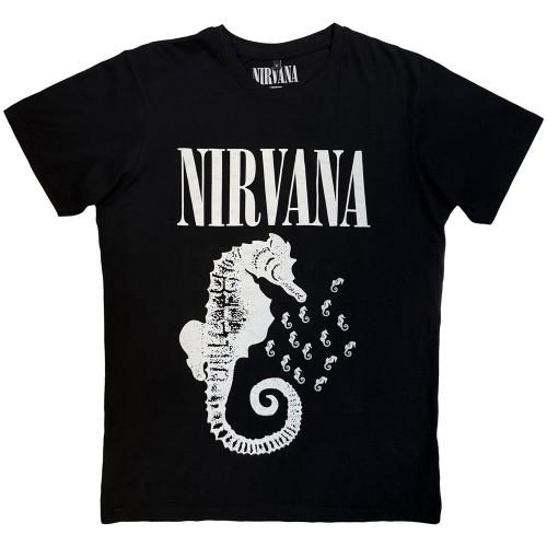 Nirvana Unisex Adult Seahorse & Logo Mono T-Shirt