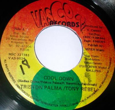 7-дюймовая пластинка TRISTAN PALMER , TONY REBEL - Cool Down VAS0024 Vasco Records Ямайка Регги, Ска и Даб Б/у