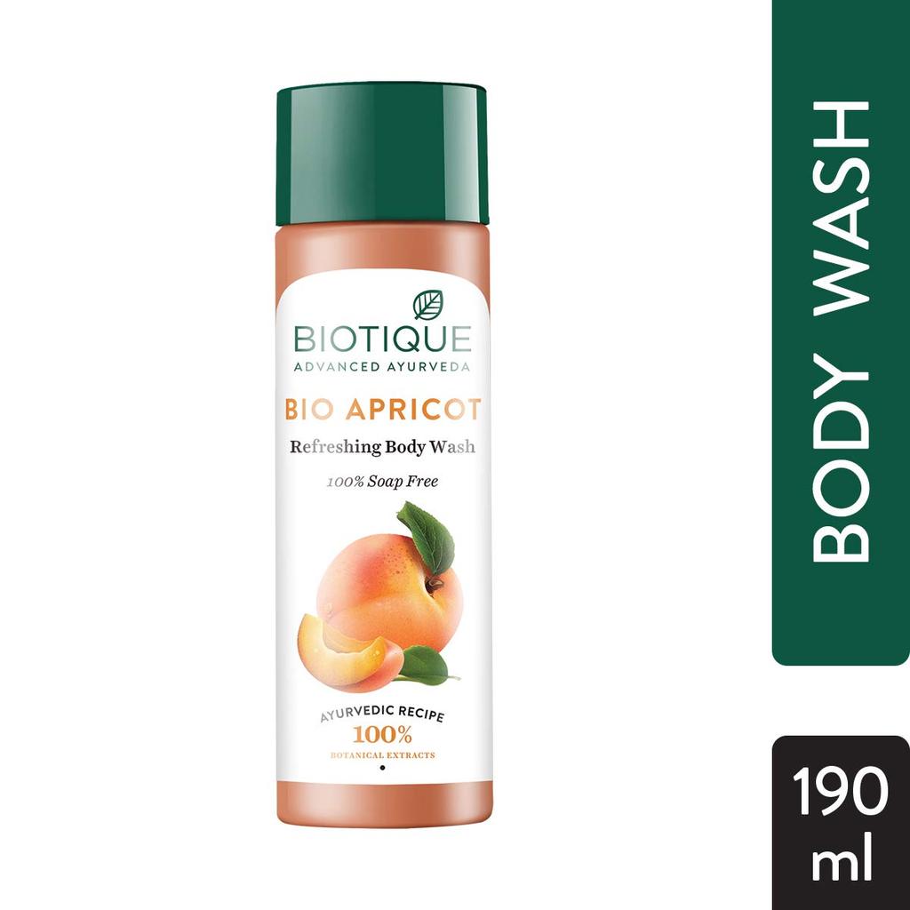 Biotique Bio Освежающий гель для душа с абрикосом, 190 мл и Bio Освежающий скраб для тела с папайей, удаляющий загар, 100 г
