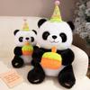 New Cute Birthday Cake Giant Panda Plushies Dolls With Hat Soft Stuffed Fluffly Animals Kawaii Bears Kids Toys for Girls Gifts