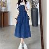 Fashion Women Denim Suspender Skirt Spring Summer Causal Strap Female High Waist A-line Solid Lace-up Woman Skirt