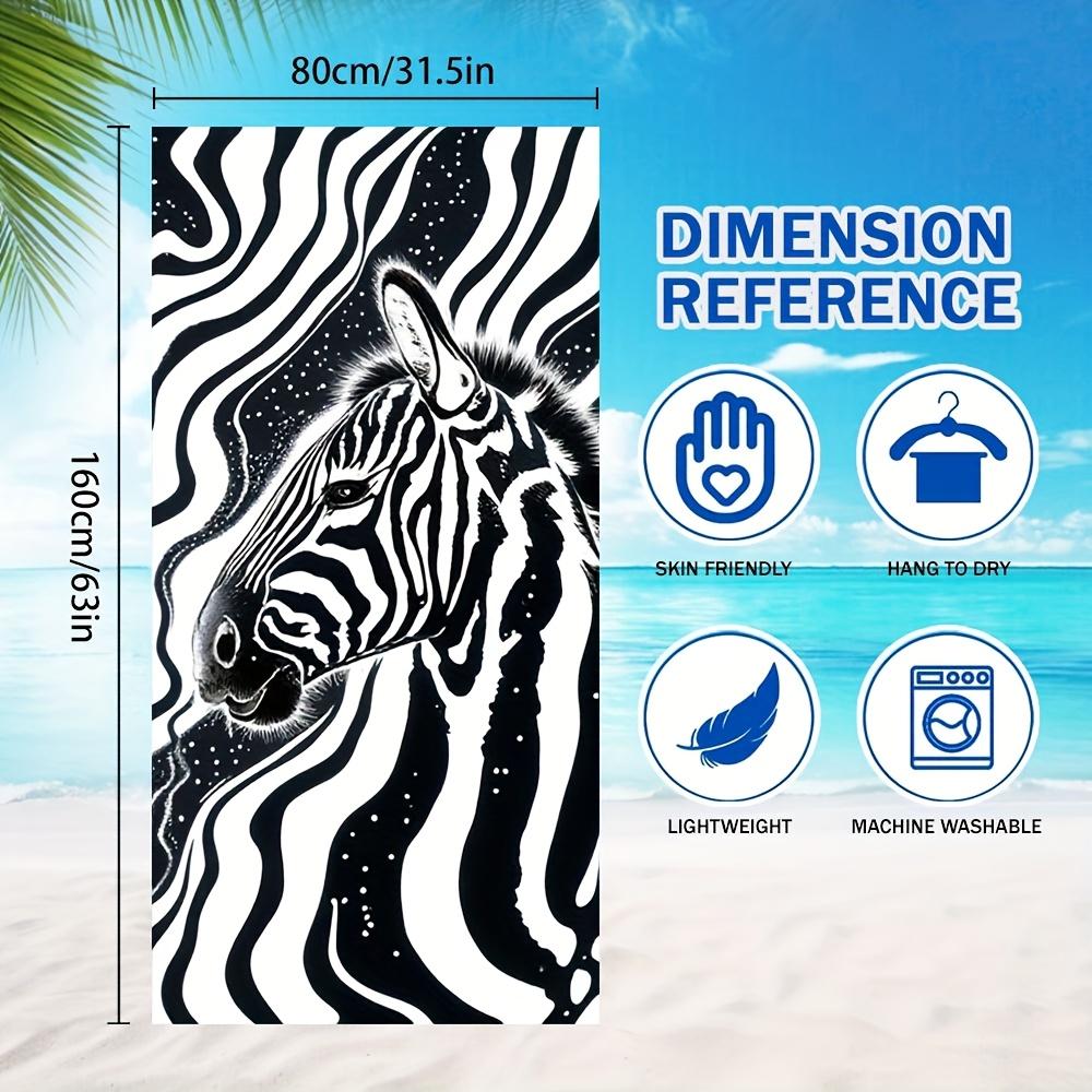 Set of Microfiber Bath Towels with Single Zebra Stripes - Quick Drying, Extremely Absorbent, Ultra-Fine, Contemporary Design