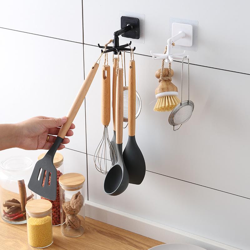 Multi-Function Rotatable Adhesive Hook for Kitchen & Bathroom Storage