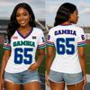 Gambian Women's Sweatshirt V-neck Short Sleeve T-shirt Printed Women's Casual Slim Fit T-shirt Fashionable Street Style Top