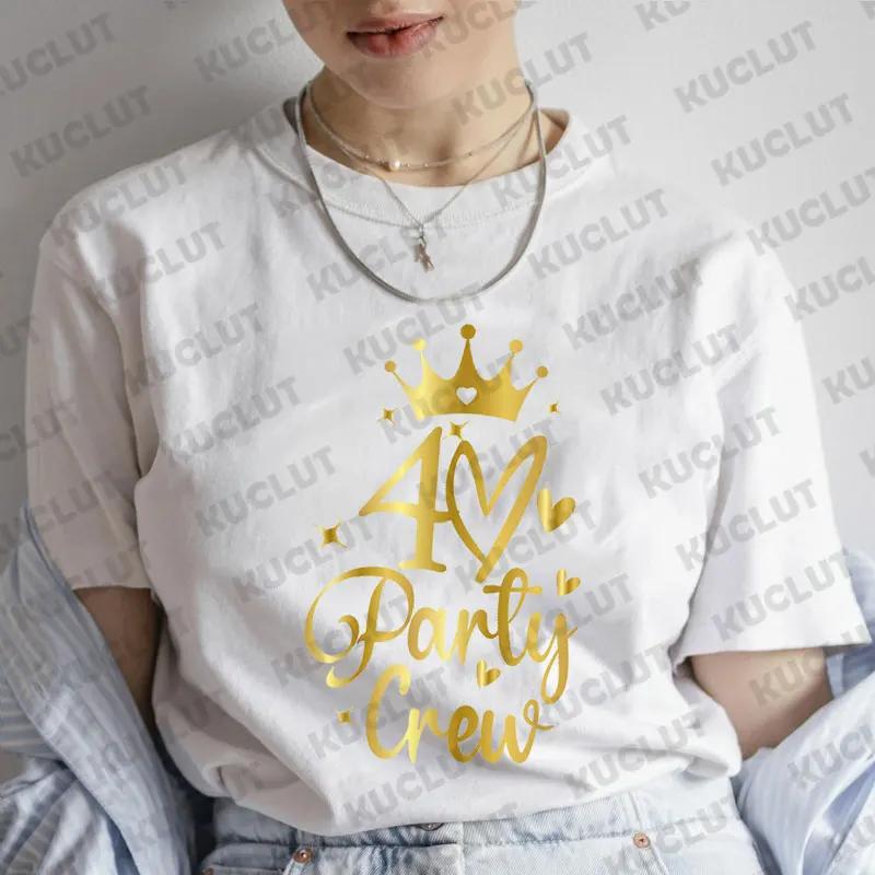 Tshirt for Women Chapter 40th Birthday Crew Party Y2k Tops Graphic 40 Birthday Squad Chapter Tshirt Summer Short Sleeve Tees