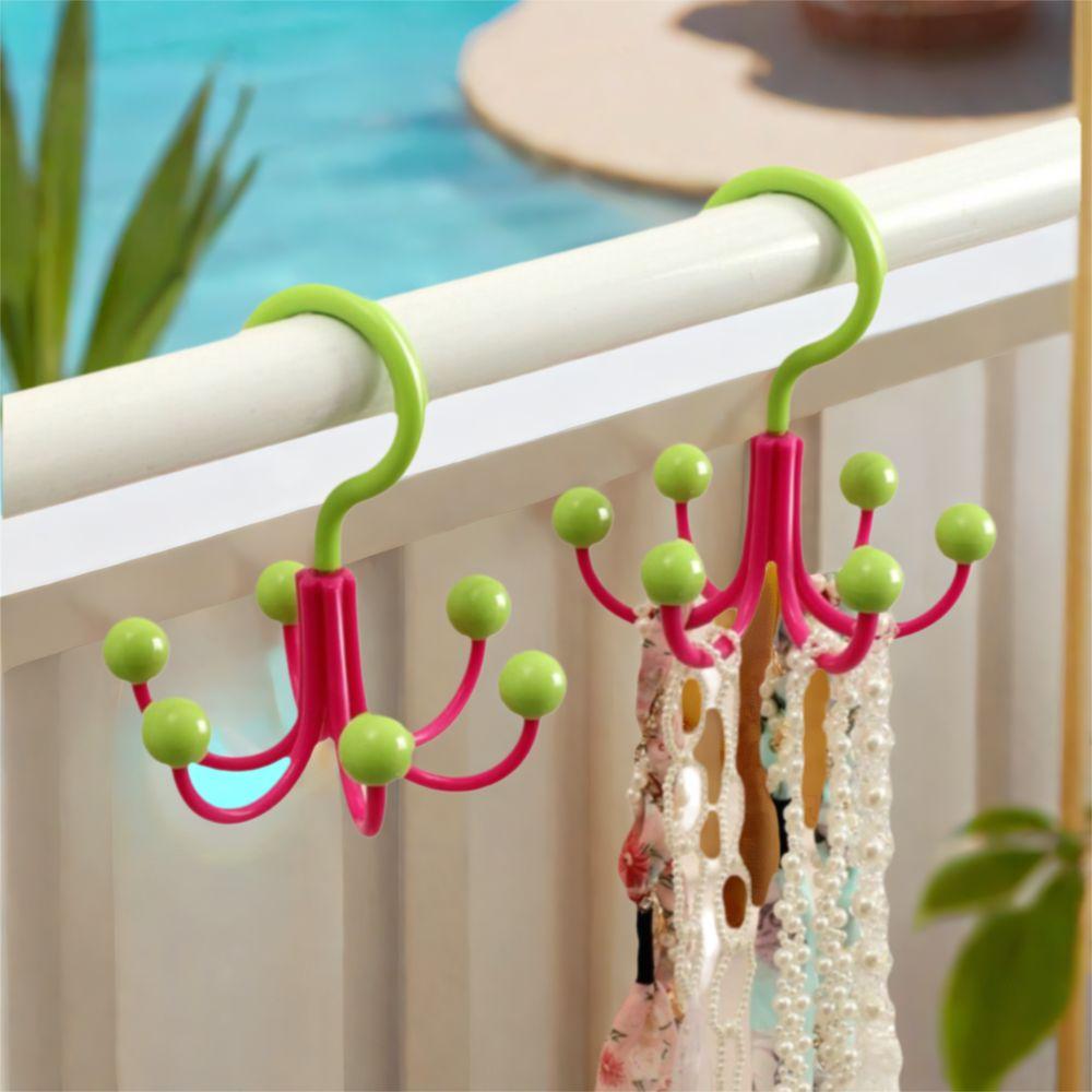 6pcs Six Claws Rotating Hook Portable Space-Saving Dopamine Hook Hanger Plastic Hat Tie Bag Hook Clothes Display