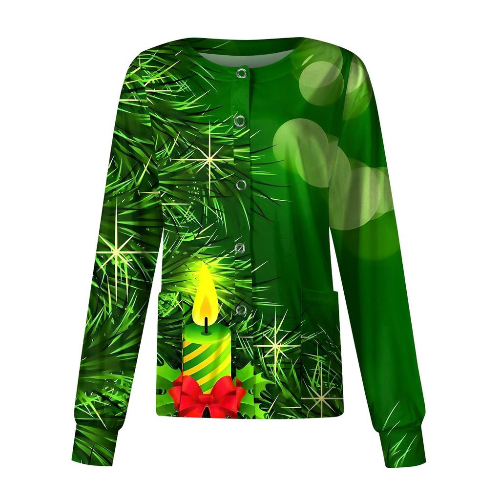 Женская повседневная модная однобортная куртка с длинным рукавом и стоячими лацканами с рождественским принтом, защитная рабочая куртка