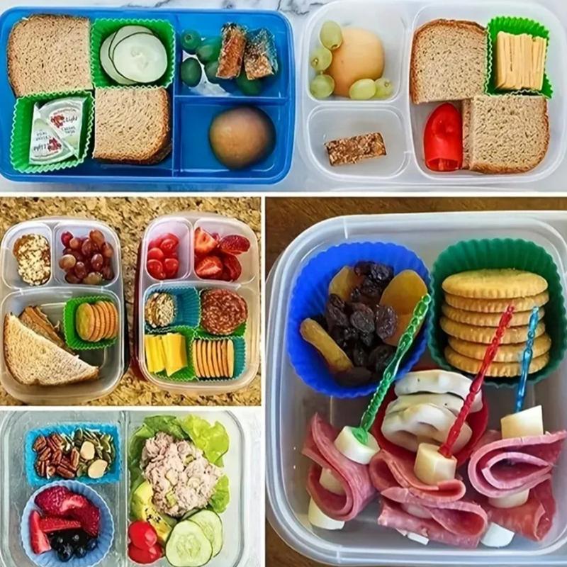 12/24 шт. Силиконовые разделители для ланч-боксов Bento, Разделители для ланч-боксов, Разделители для блюд, Чашечки для соусов, Аксессуары для ланча для детей