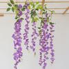 Имитация цветка глицинии Свадебное фиолетовое украшение из лозы Фон Искусственная цветочная стена Потолок Вечеринка Имитация цветочной лозы Гирлянда
