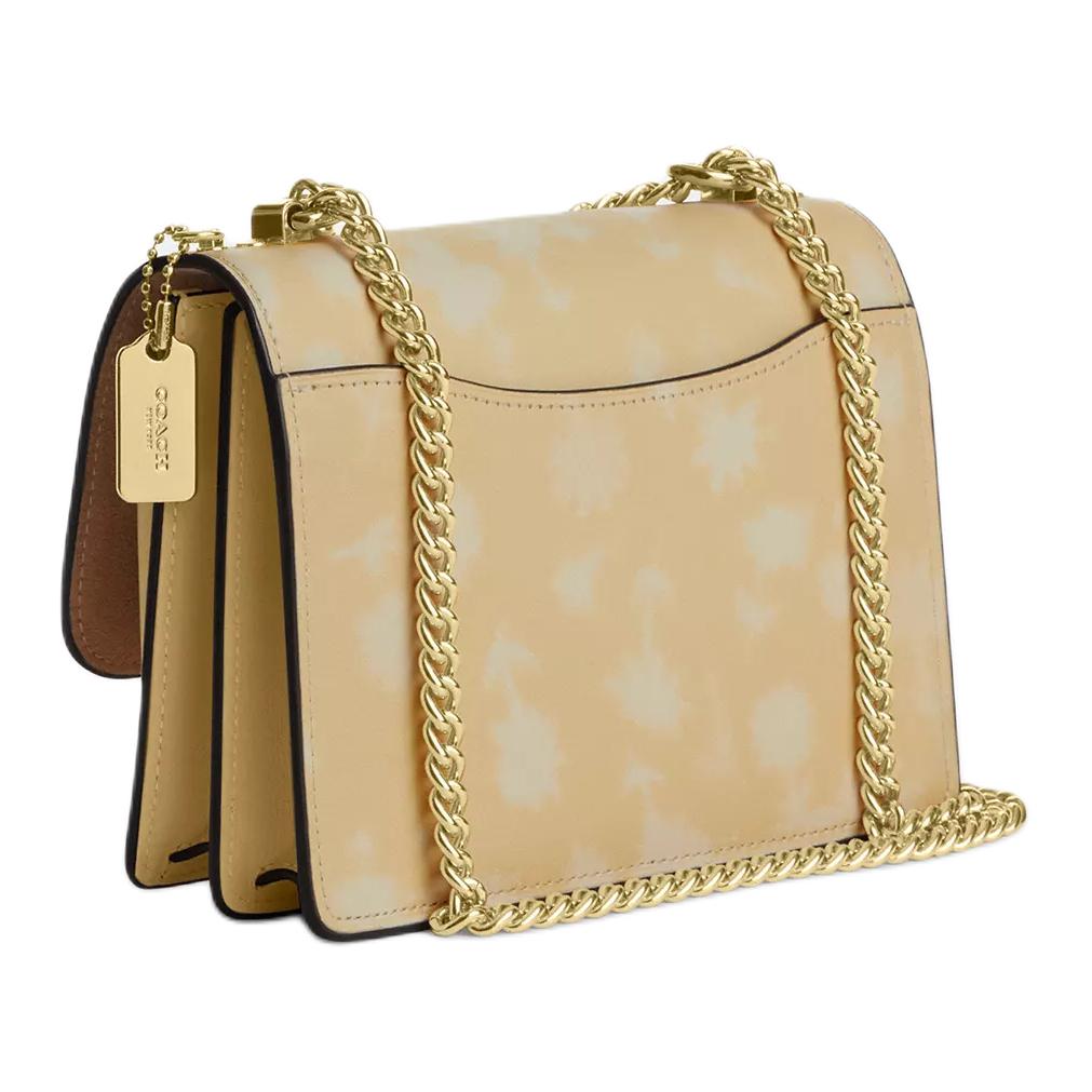 Coach Klare 18 Floral Print Leather And Metallic Chain Shoulder Bag Small Women shoulder bag Gold Yellow CDW81-IMYUC