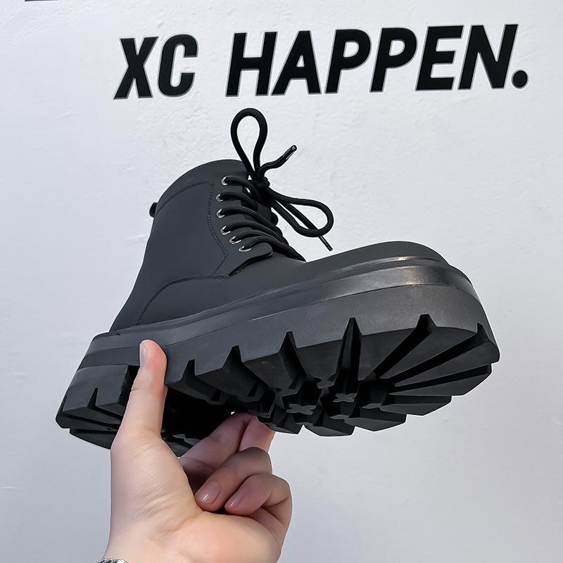 Новые мужские туфли весна и осень кожаные ботинки на толстой подошве с высоким голенищем ботинки British Martin 70077-A