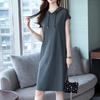 Hooded Sweater Dress Women's Summer Large Size Medium and Long Casual Loose Short-sleeved Slim Skirt