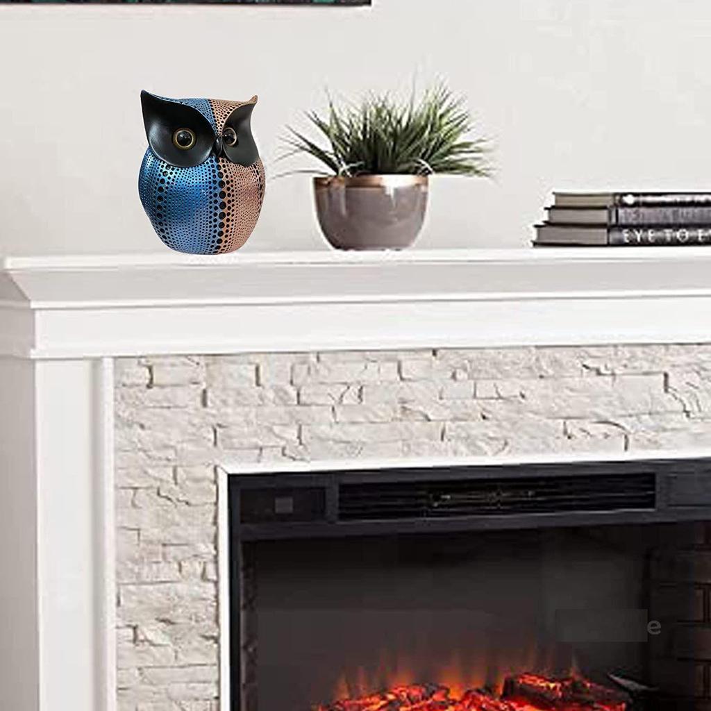 Modern Classy Lucky Owl Resin Art Figure Showpiece -(Pack of 1, Pink & Blue)