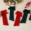 Red Baby Knee High Long Sock Sweet Bow Middle Tube Socks Soft Kids Red Socks Autumn Winter