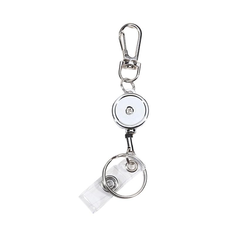 Metal Retractable Badge Reel ID Badge Holder with Cord Portable Carabiner Key Chain Office Supplies