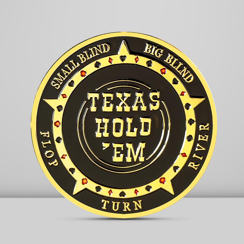 TEXAS Texas Hold'em, chips, metal press, gold coin chips, creative commemorative coin toy gifts
