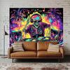 TUGCAY Blacklight Skull Tapestry UV Reactive Skeleton Tapestry Funny Music Tapestries Wall Hanging for Bedroom Dorm Party Decor (51.2 x 59.1 inches)
