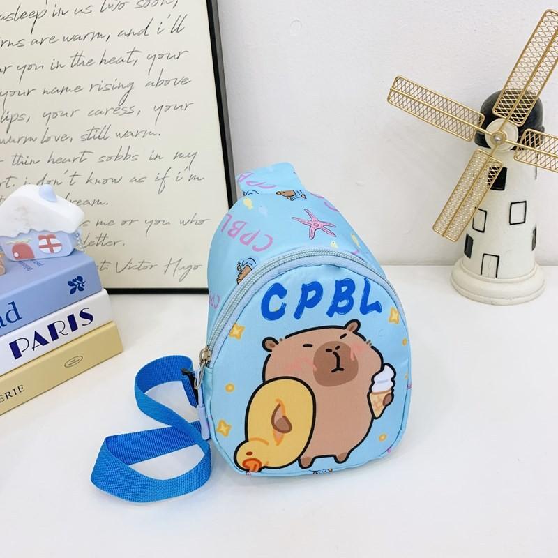Cartoon Fun Capybara Kids Shoulder Bags Printed Animal Nylon Play Use Daily