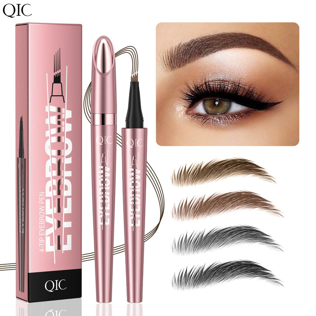 4 Fork Tip Eyebrow Pencil 3D Microblading Waterproof Dark Brown Natural Color Fine Stroke Eyebrow Pencil Ladies Makeup