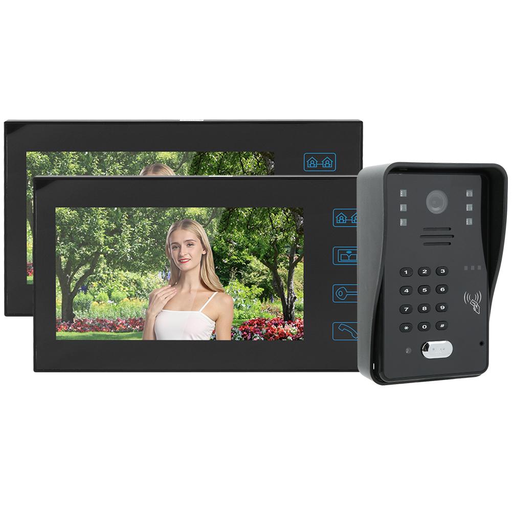 7-дюймовый TFT LCD дверной звонок с дистанционным управлением, паролем и картой, видеодомофон 1V2, водонепроницаемый, ночное видение