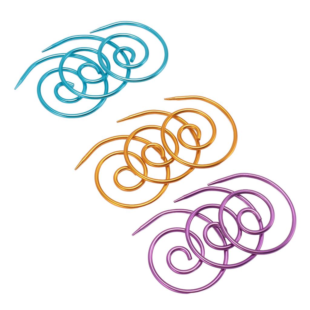 9Pcs Spiral Cable Knitting Needle Metal Circular Knitting Needle Cable Needle Shawl Pin with Storage Box for Knitting