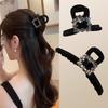 Elegant Flocking Rhinestone Hair Clip for Women Retro High Ponytail Shark Clip Fashion Girls Hair Clamp