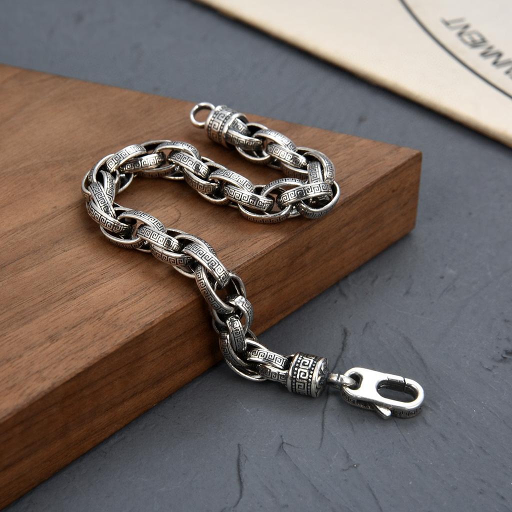 Новый браслет из стерлингового серебра S925, нейтральный браслет в стиле ретро, ​​модный браслет в национальном стиле, европейские и американские украшения для рук