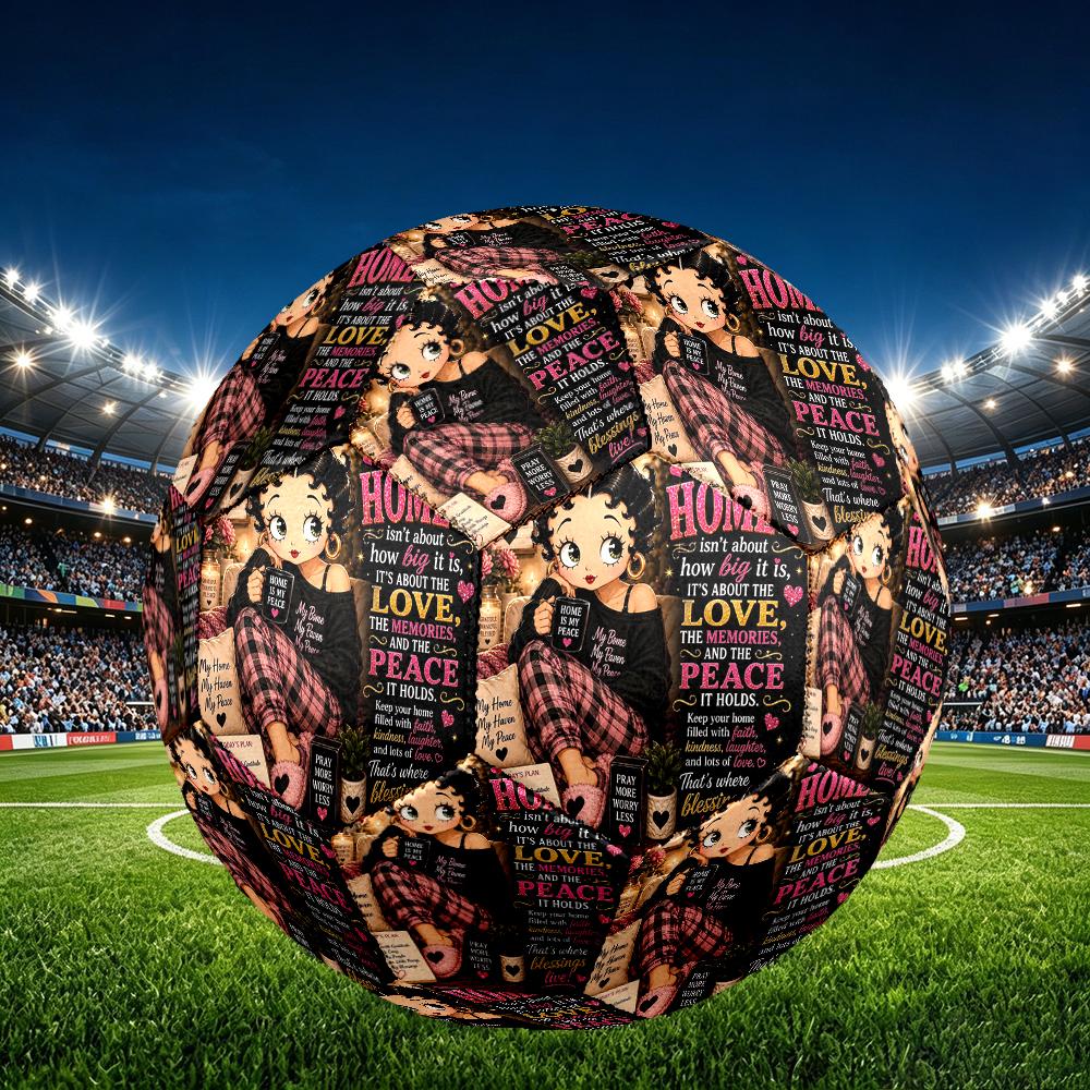 1pc Betty Boop Design Soccer Ball, Standard Football Size 5 for Training Competition Outdoor Sports, Unique Present