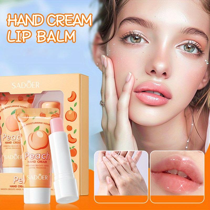 Набор средств по уходу за кожей Peach Skincare Set — питательный и увлажняющий крем для рук и бальзам для губ — мягкая кожа на весь день. Праздничные подарки