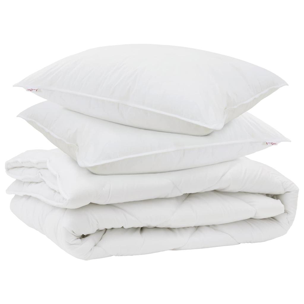 All Season Bedding Set with Pillows 3 pcs White Microfiber