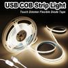 Светодиодная лента COB 1м 3м 5м 5В Свет USB-светильник Сенсорный диммер Прохладный теплый нейтральный белый Диммируемая гибкая лента Кухня Комната Ночь