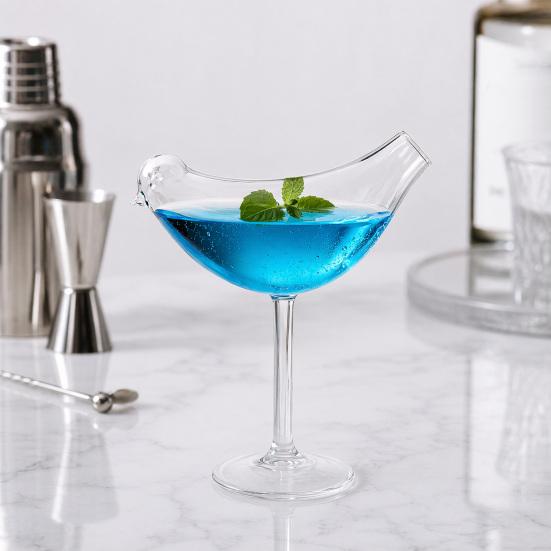 1/2Pcs Bird Shaped Cocktail Martini Champagne Glass Clear Whiskey