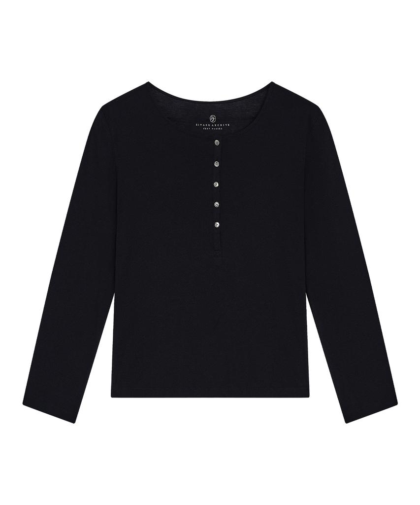 Siyajyu Sitp5283 Прозрачная футболка-henley_Черная