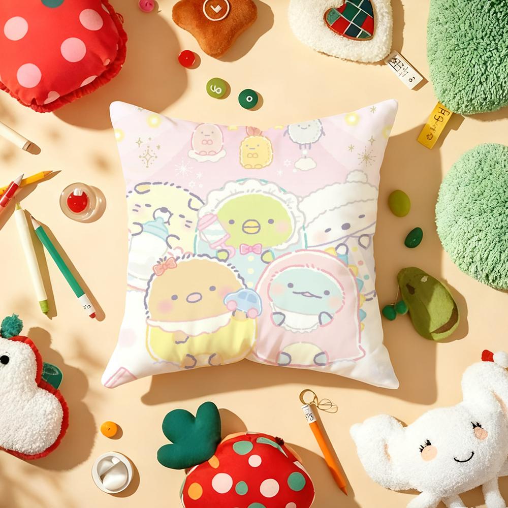 Cushion Cover Plush Fabric Soft Double-Sided Printed Sofa Warm Winter Home Gift Pillow Cover Cute S-Sumikko G-Gurashi